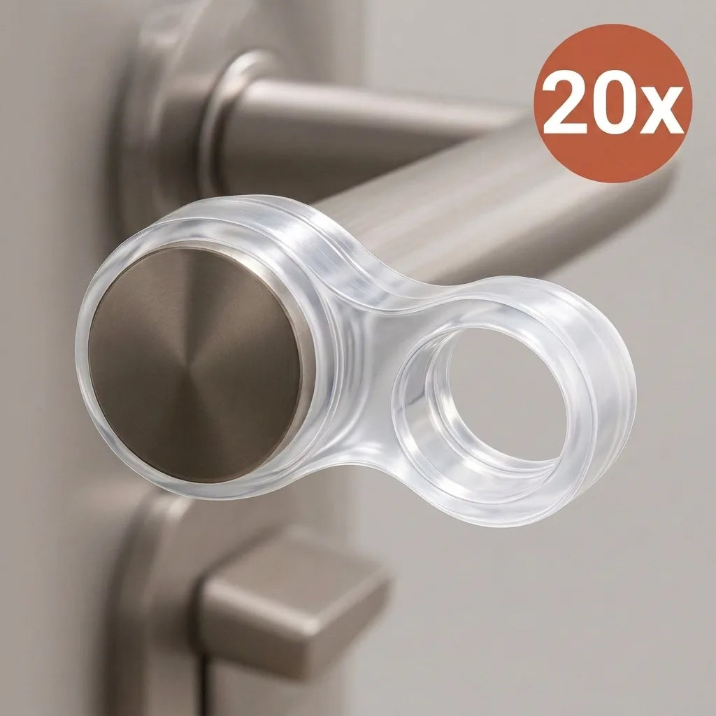 Transparenter Türklinkenpuffer auf Edelstahl-Türklinke – 20er Set
